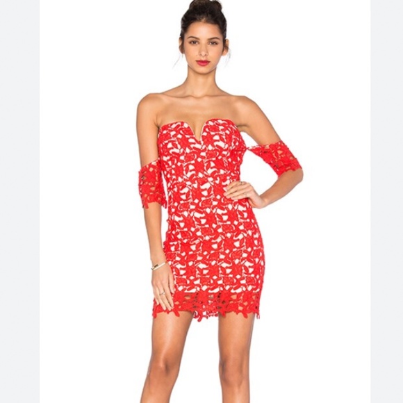 J.O.A. Dresses & Skirts - Revolve JOA red lace mini dress